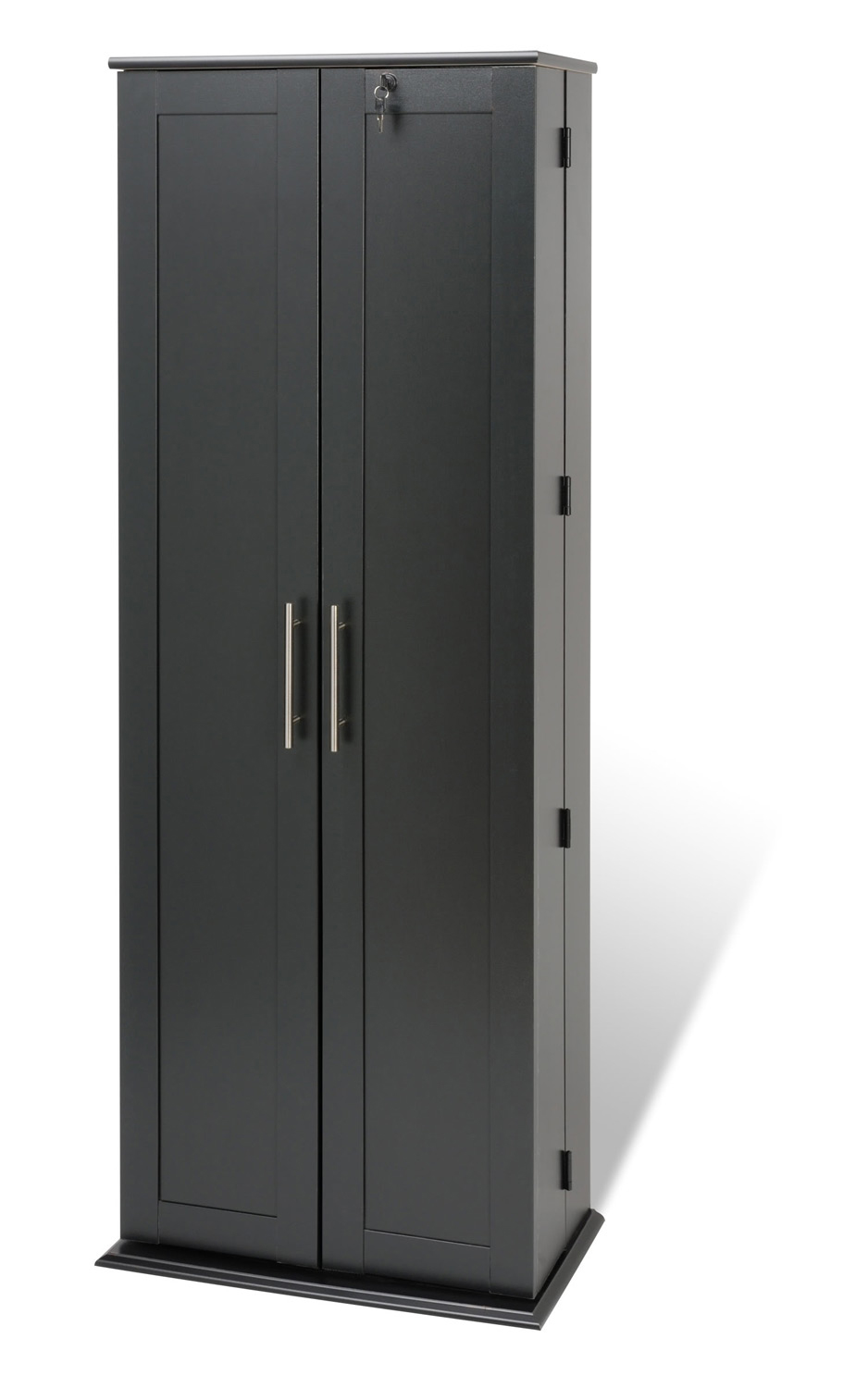 Prepac Grande Locking Media Storage Cabinet with Shaker Doors - Black