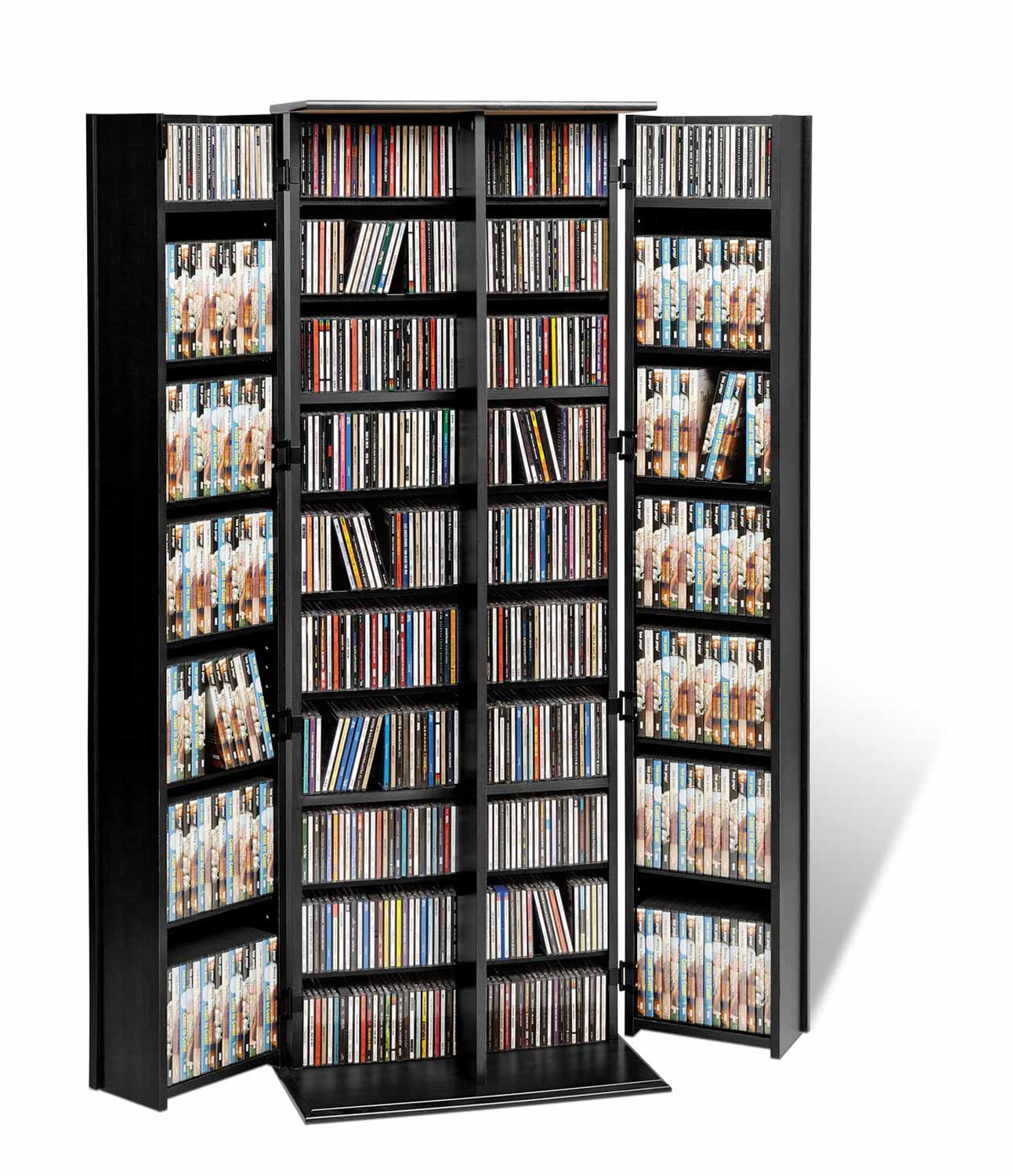 Prepac Grande Locking Media Storage Cabinet with Shaker Doors - Black
