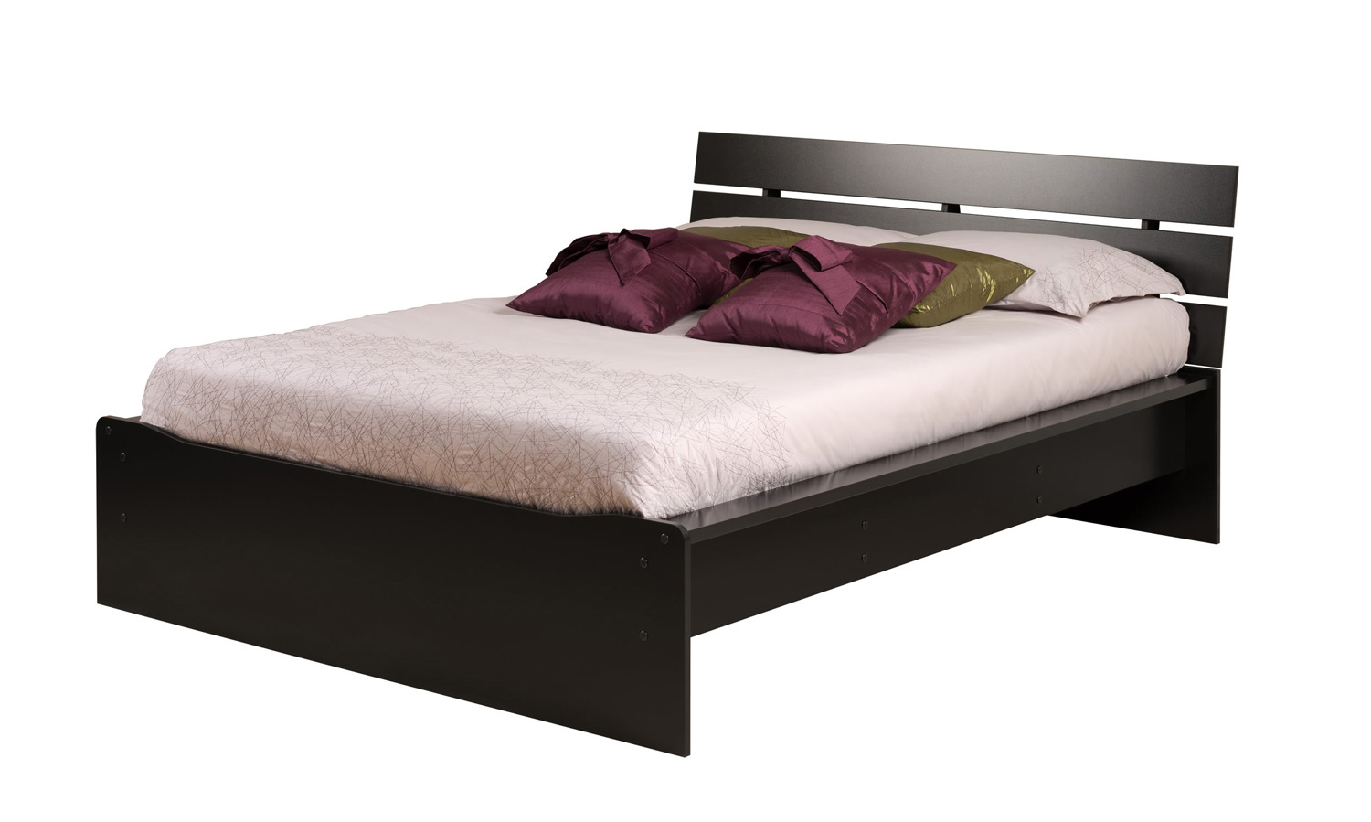 Prepac Avanti Platform Bed with Integrated Headboard - Black