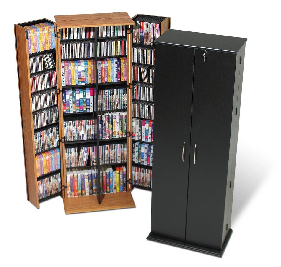 Prepac Oak Grande Locking Media Storage Cabinet