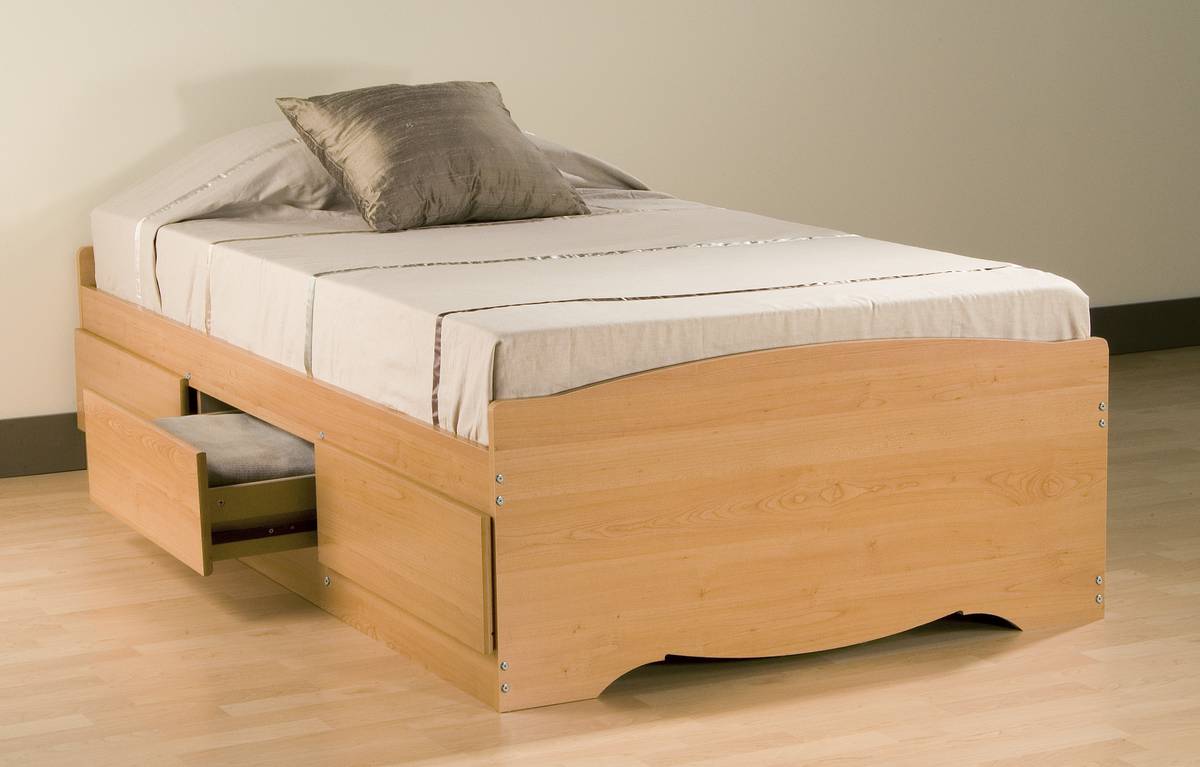 Prepac Maple Platform Storage Bed - Maple