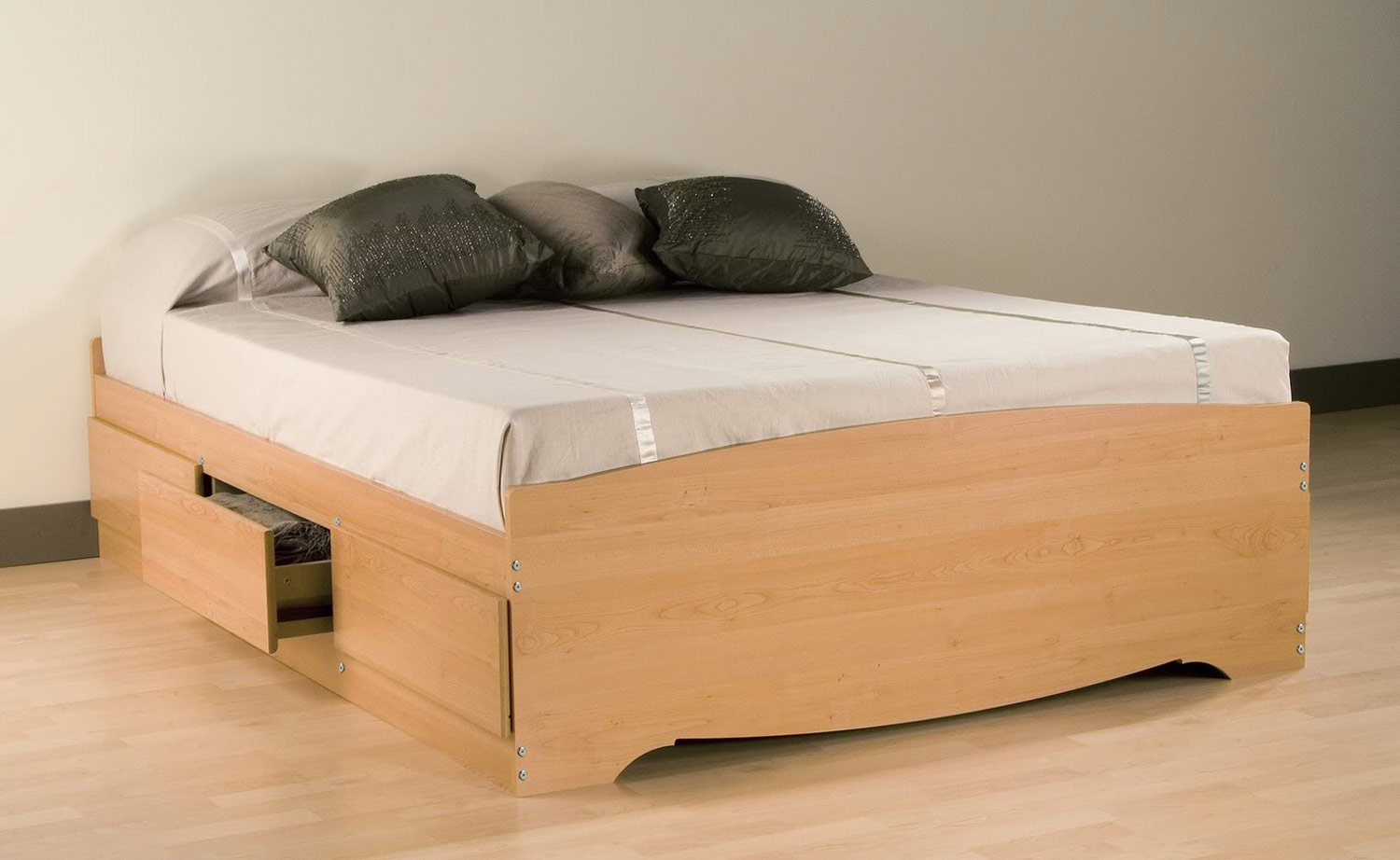 Prepac Mates Platform Storage Bed with 6 Drawers - Maple
