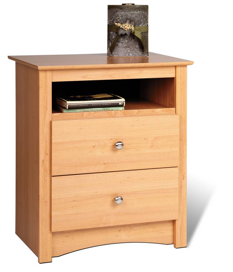 Prepac Maple Sonoma 2 Drawer Tall Night Table with Open Shelf Prepac Maple Sonoma 2 Drawer Tall Night Table with Open Shelf