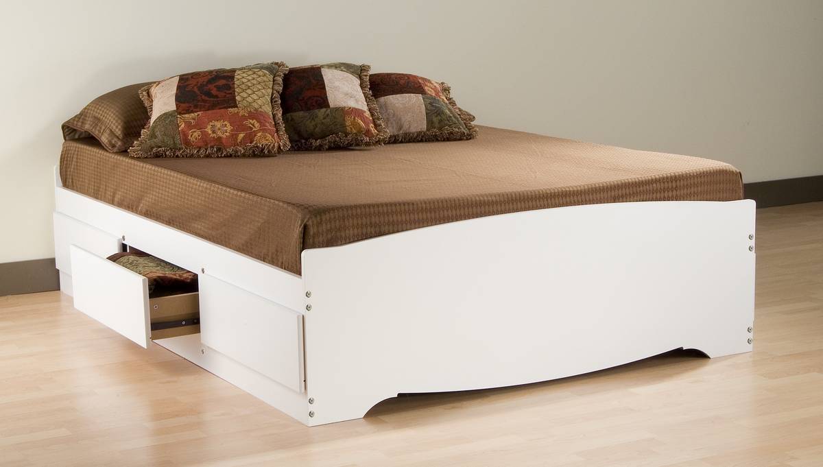 Prepac White Platform Storage Bed
