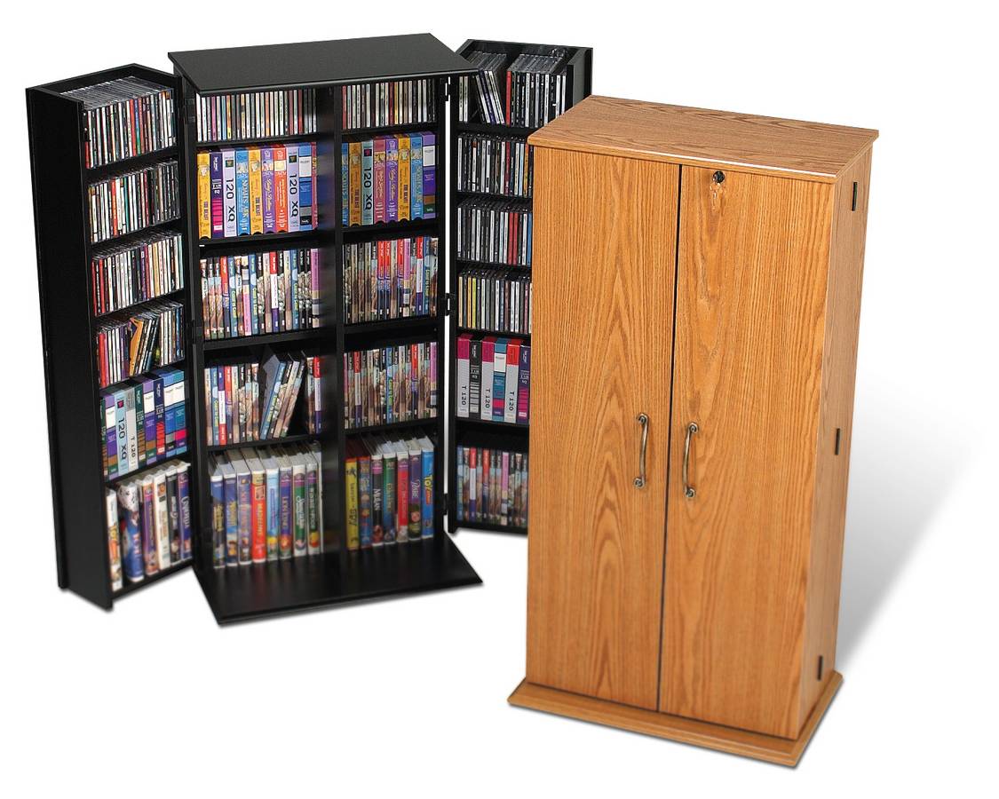 Prepac Black Tall Locking Media Storage Cabinet