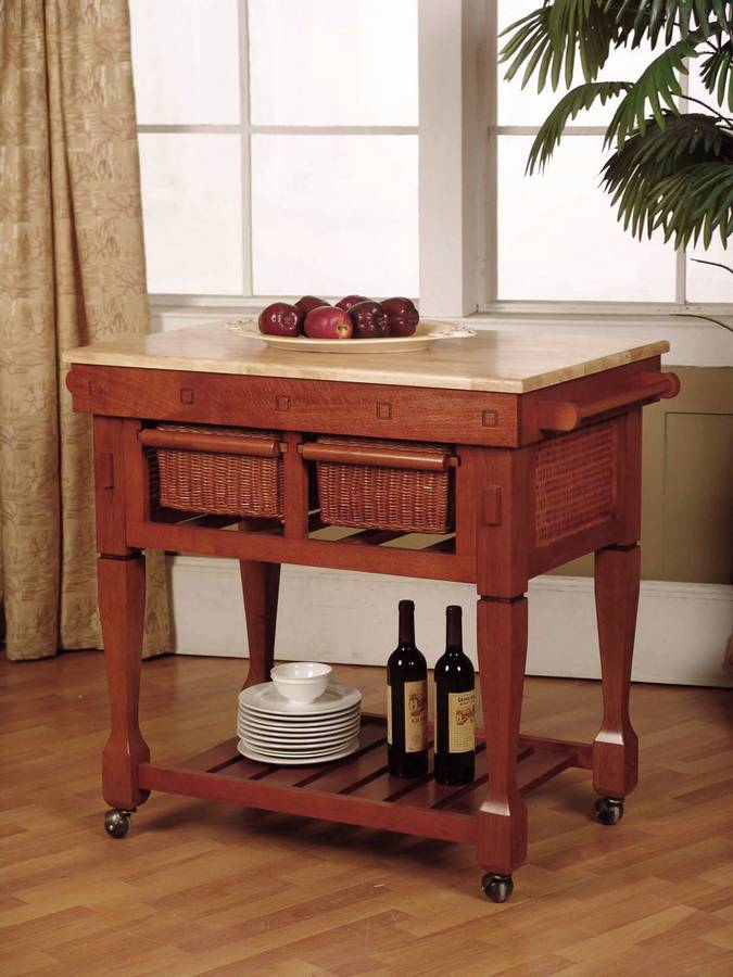 Powell Walnut Kitchen Island PW054 at
