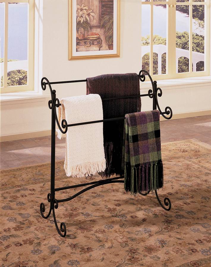 Powell Garden District Black with Gold Highlights Scroll Blanket Rack