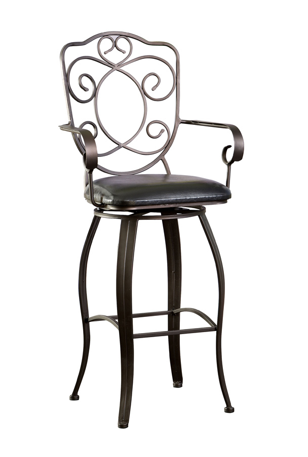 Powell Bronze with Muted Copper Scroll Back Bar Stool