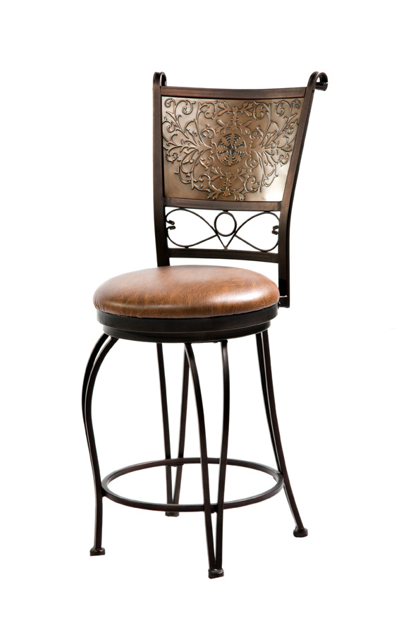 Powell Bronze with Muted Copper Stamped Back Counter Stool