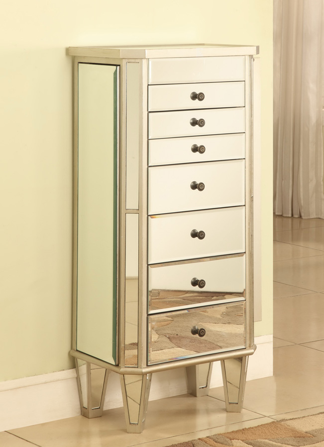Powell Mirrored Jewelry Armoire with Silver Wood