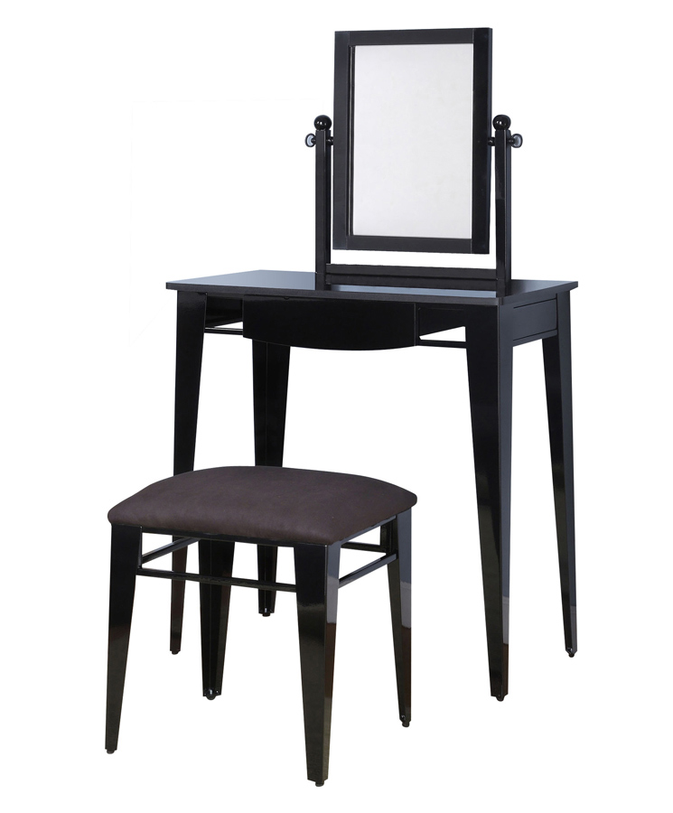 Powell Gloss Black Vanity Mirror and Bench Powell Gloss Black Vanity Mirror and Bench