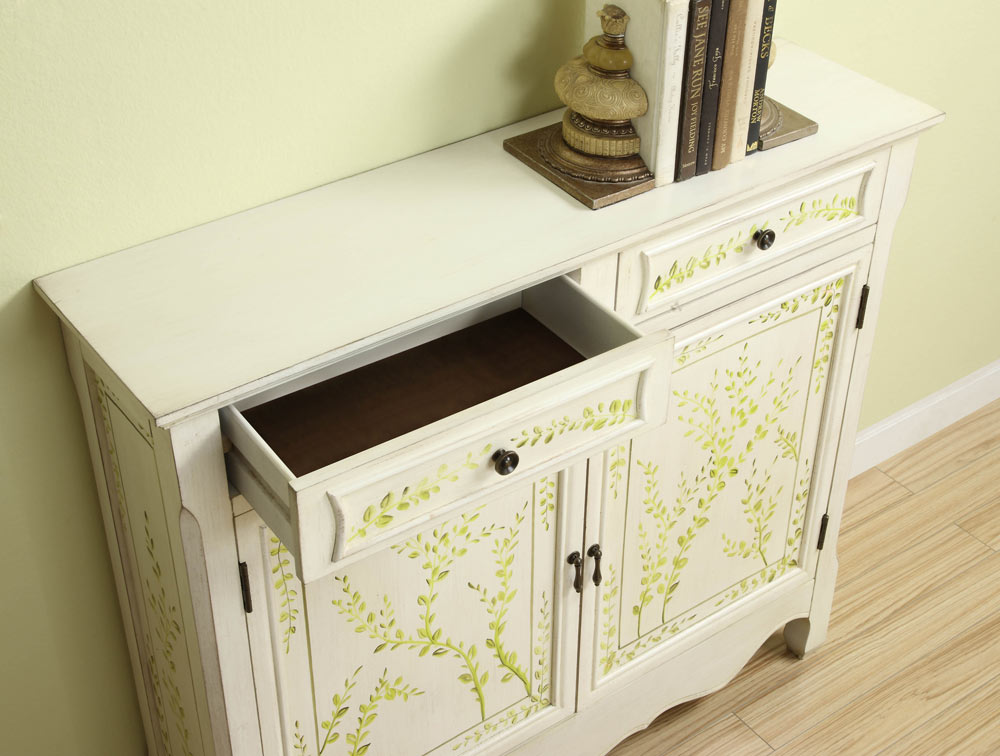 Powell White Hand Painted 2-Door Console