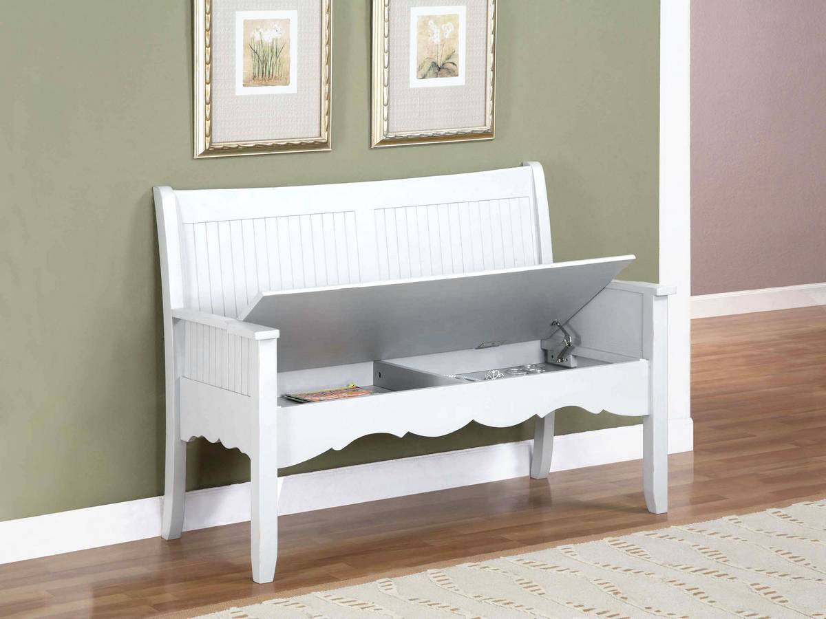 Powell Color Story Pure White Storage Bench