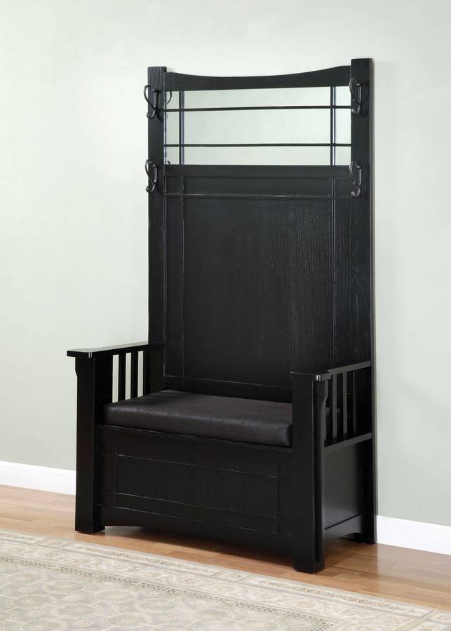 Powell Mission Black Hall Tree with Storage Bench