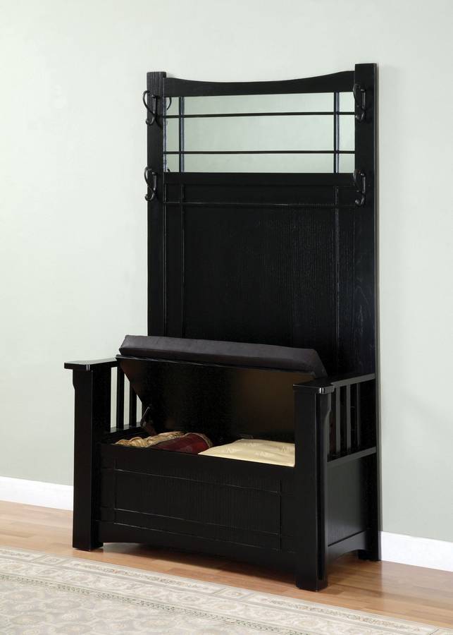 Powell Mission Black Hall Tree with Storage Bench