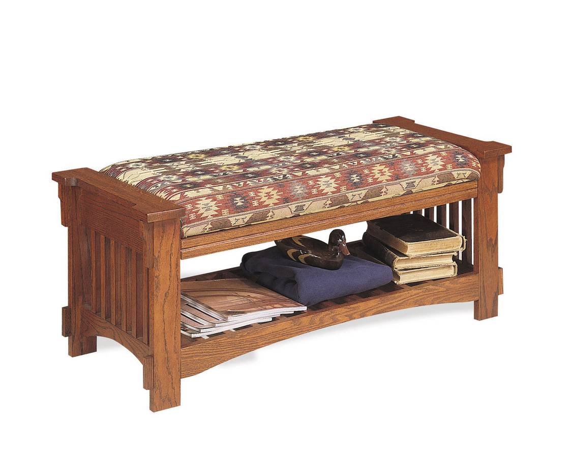 Powell Mission Oak Upholstered Bench