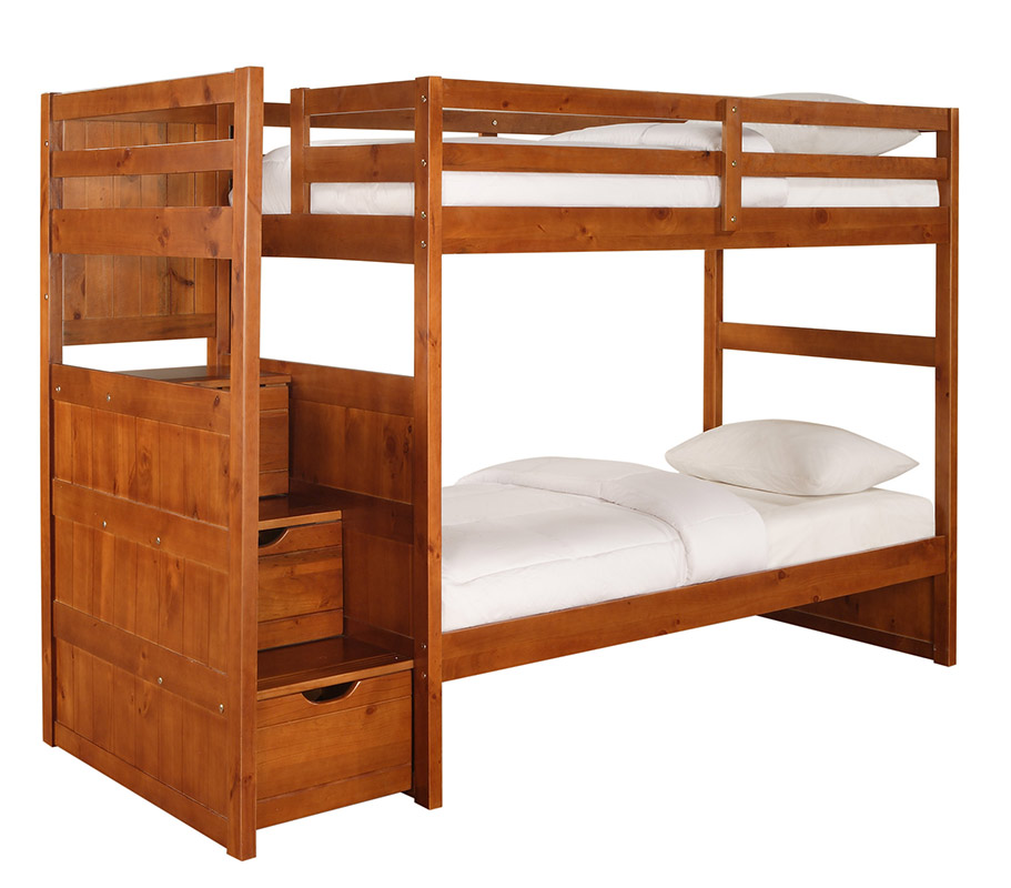 Powell Ranch Cinnamon Twin/Twin Step Bunk Bed PW-358-037 at Homelement.com