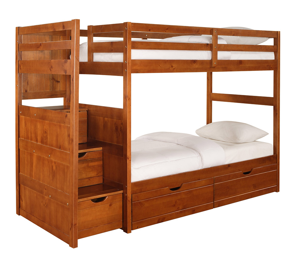 Powell Ranch Cinnamon Twin/Twin Step Bunk Bed PW-358-037 at Homelement.com