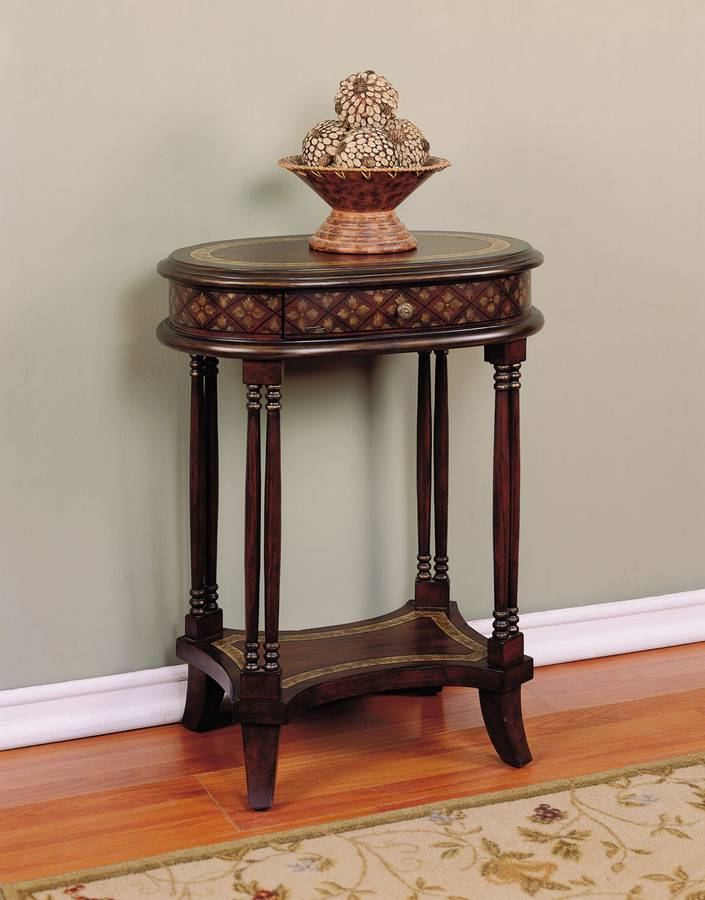 Powell Masterpiece Antique Walnut Chairside Accent Table