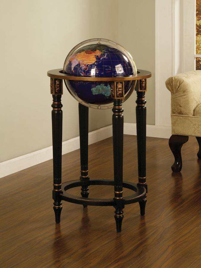 Powell Masterpiece Antique Black with Gold Detail Globe Stand with Globe