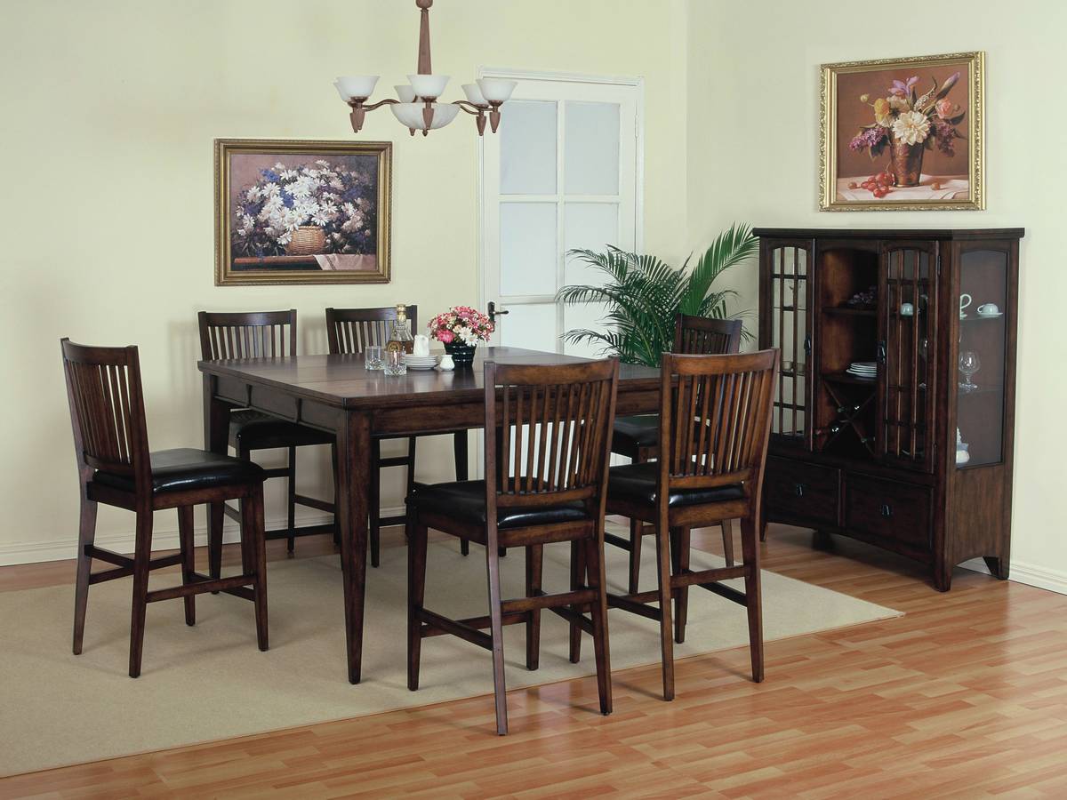 Powell Mission Distressed Dark Oak Counter Height Dining Set