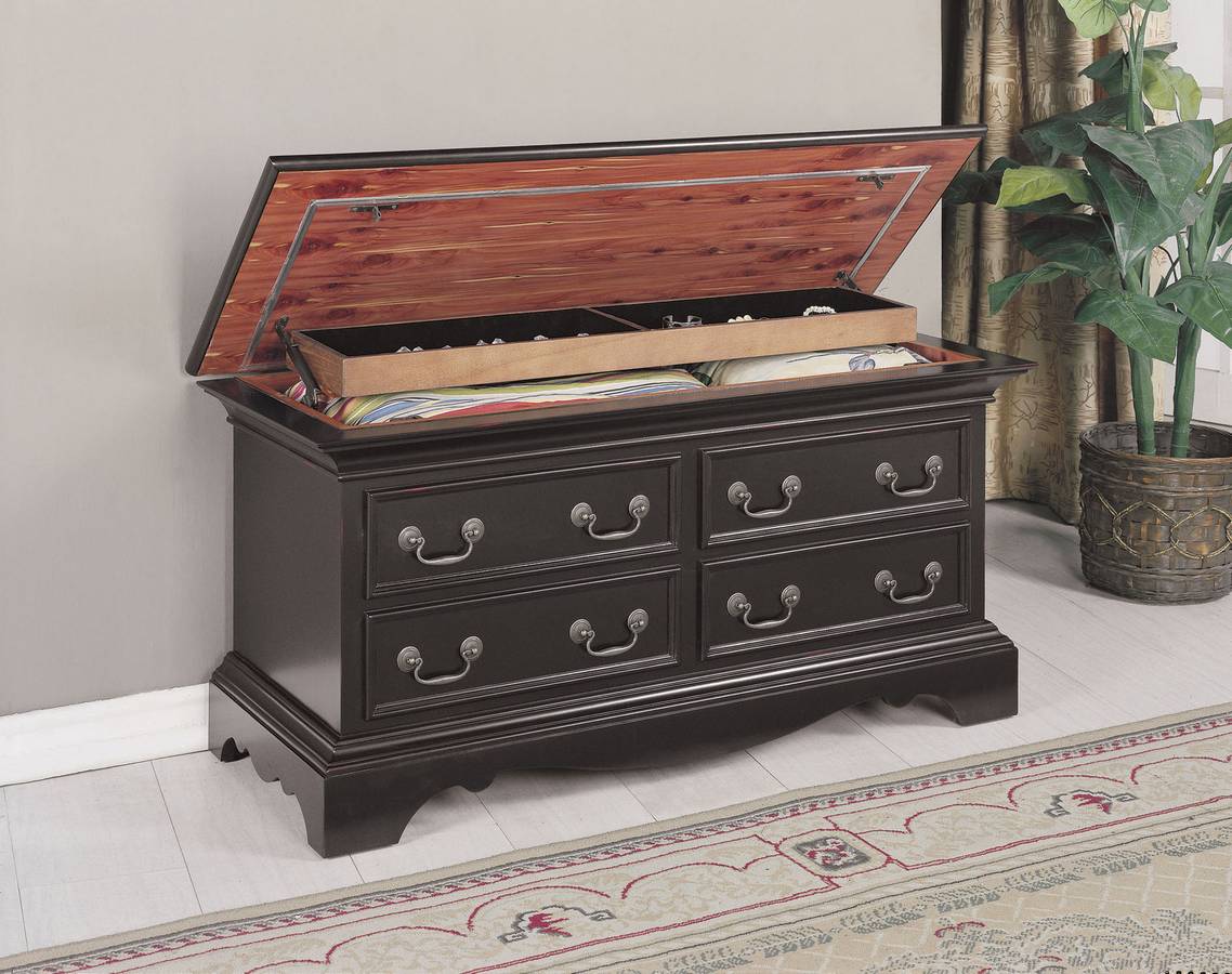 Powell Antique Black Over Terra Cotta Cedar Chest PW419310 at