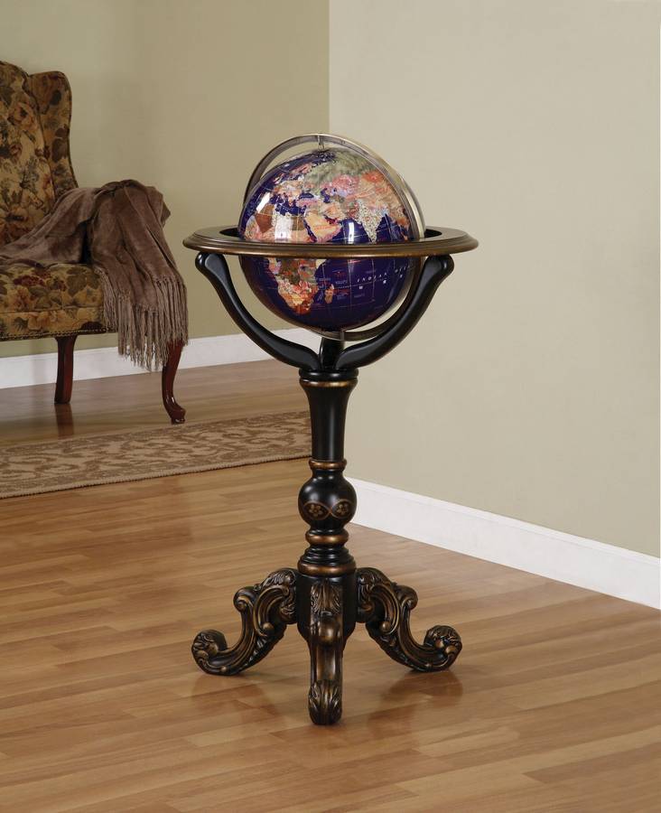 Powell Masterpiece Antique Black Globe Stand with Paper Parchment Globe