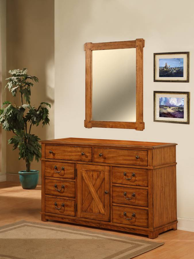 Powell Dakota Dark Rustic Pine 8Drawer 1Door Dresser PW479019 at