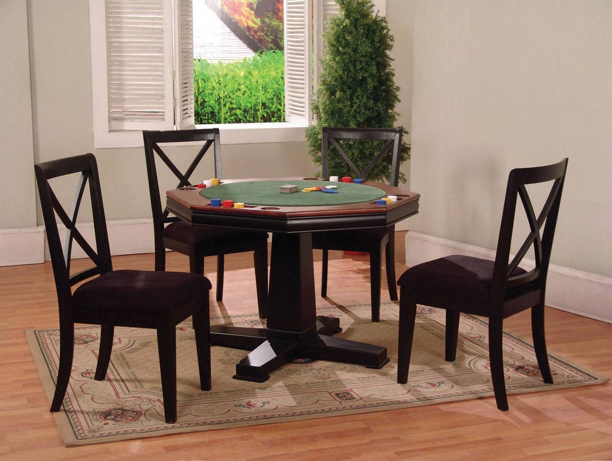 Powell Black and Warm Cherry Game Dining Table Set