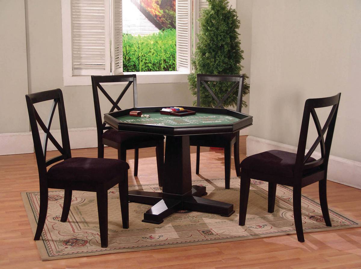 Powell Black and Warm Cherry Game Dining Table Set