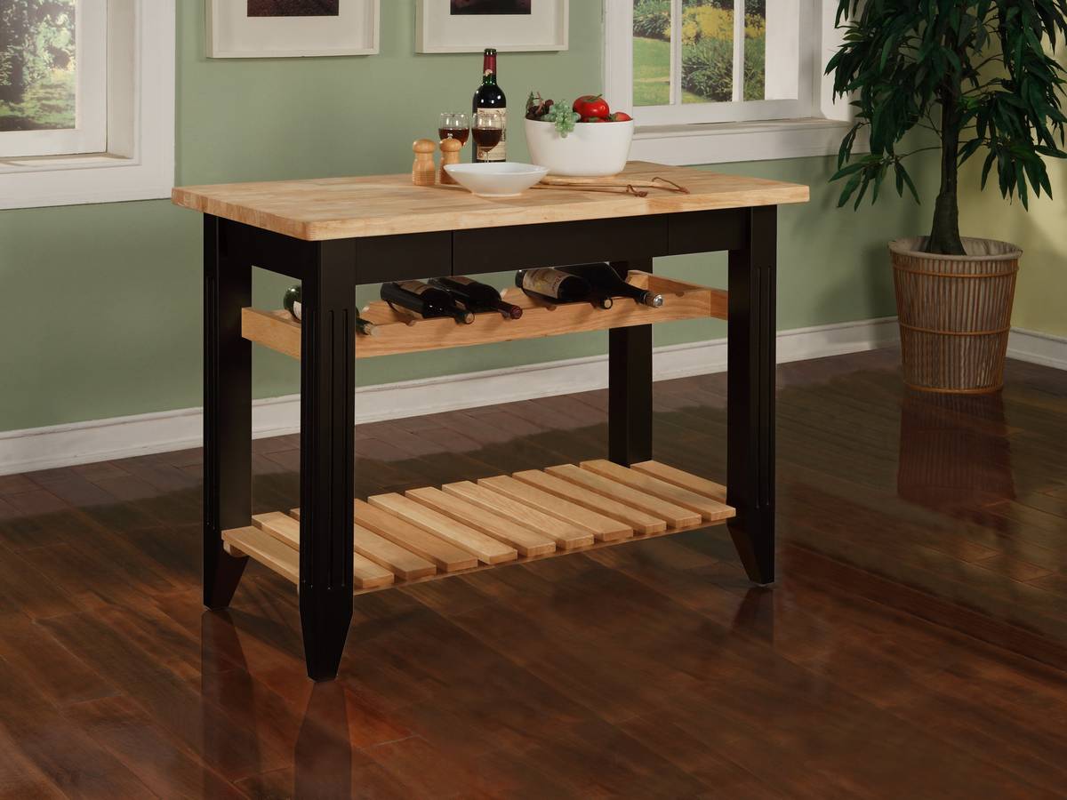 Powell Color Story Black Butcher Block Gathering Island Pw 502 444 Powell Color Story Black Butcher Block