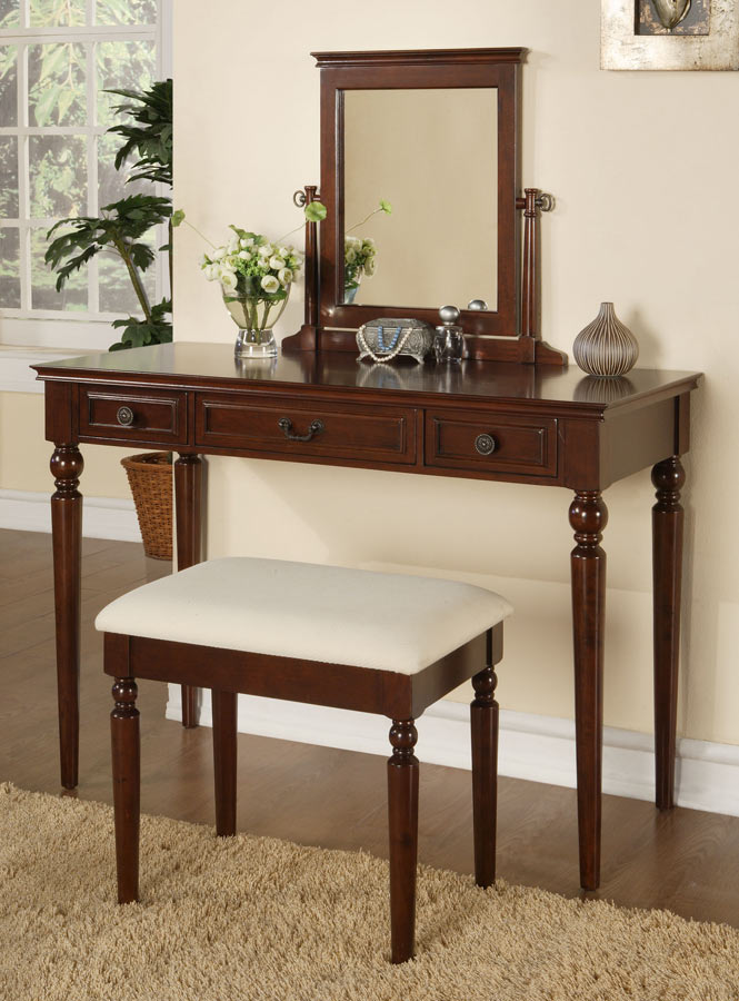 Powell Marquis Cherry Vanity, Mirror and Bench