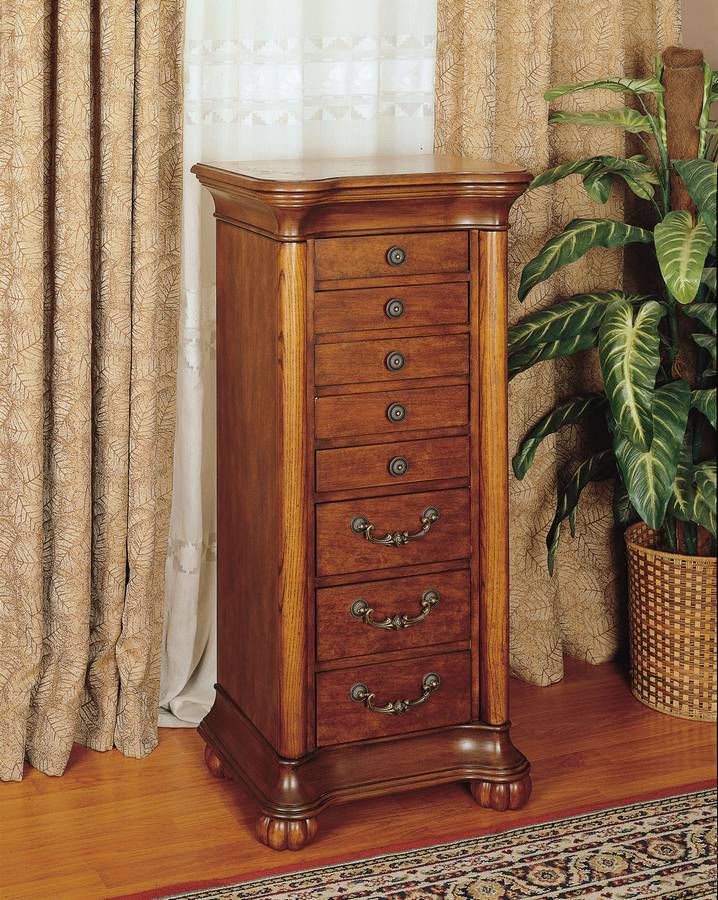 Powell Wilmington Cherry and Burl Jewelry Armoire