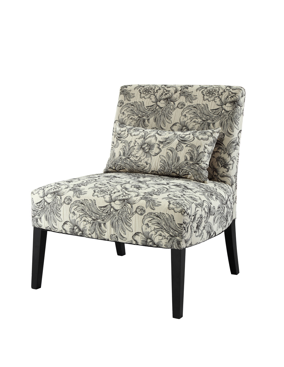 Powell Lila Armless Chair with Black and White Floral - Black Powell Lila Armless Chair with Black and White Floral - Black