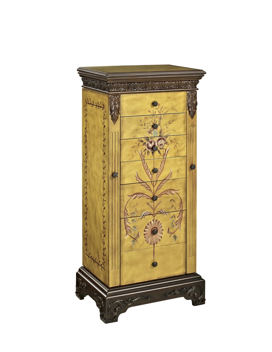 Powell Masterpiece Antique Parchment Hand Painted Jewelry Armoire
