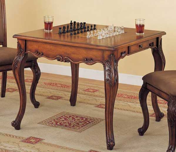 Powell Mahogany Game Table with Game Pieces