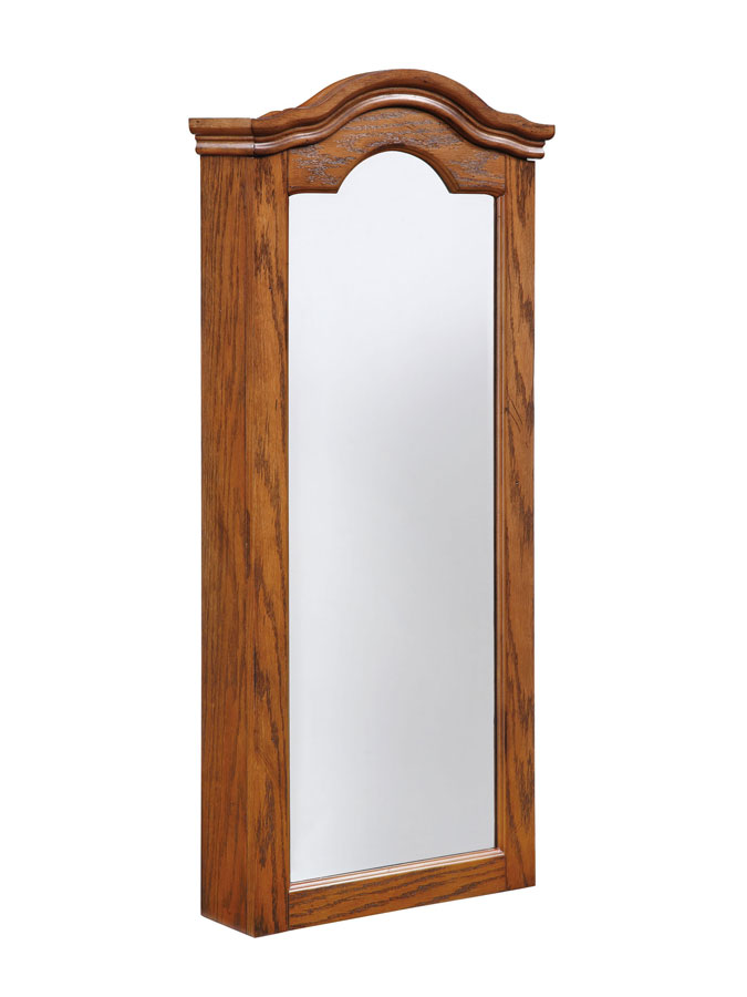 Powell Antique Oak Wall Jewelry Storage Mirror