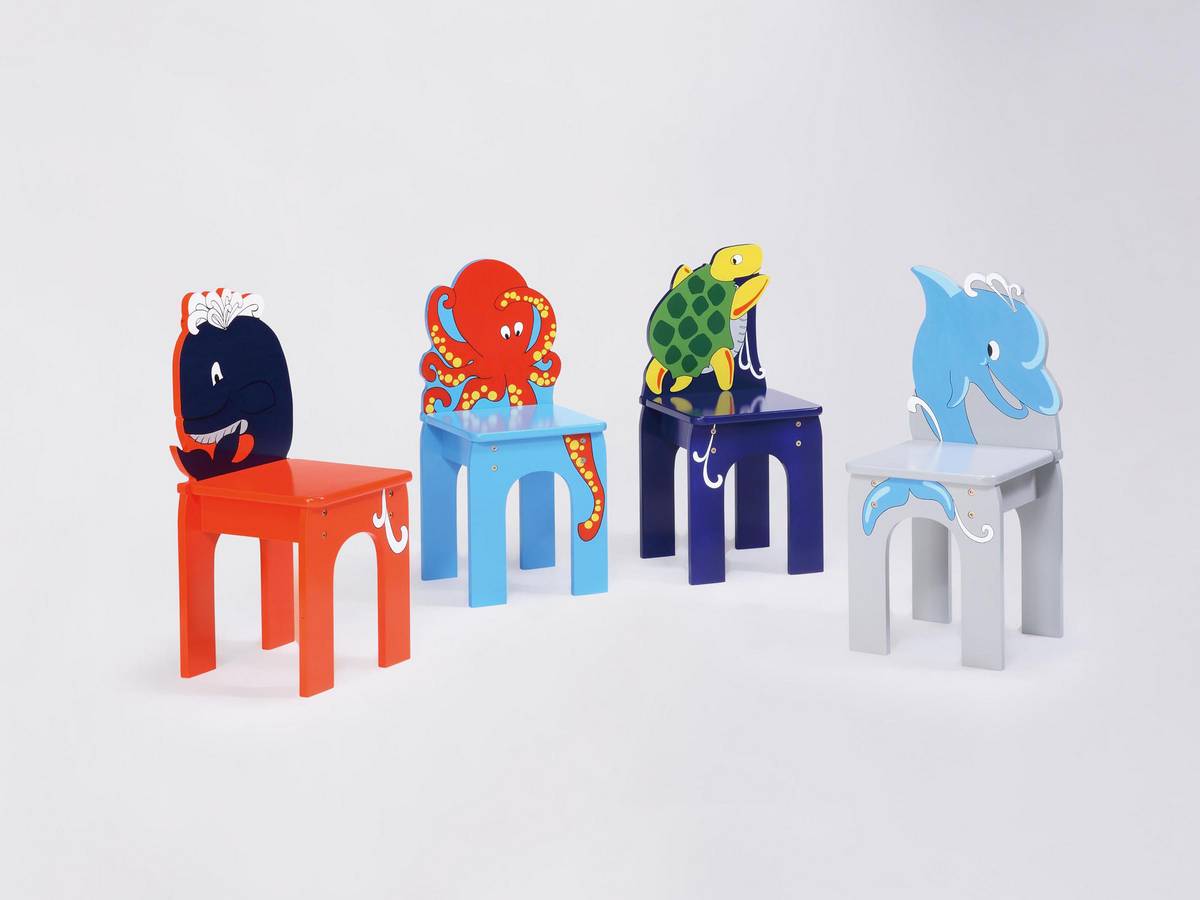 Powell Sea Creatures Set of 4 Activity Chairs - Whale Octopus Dolphin and Turtle