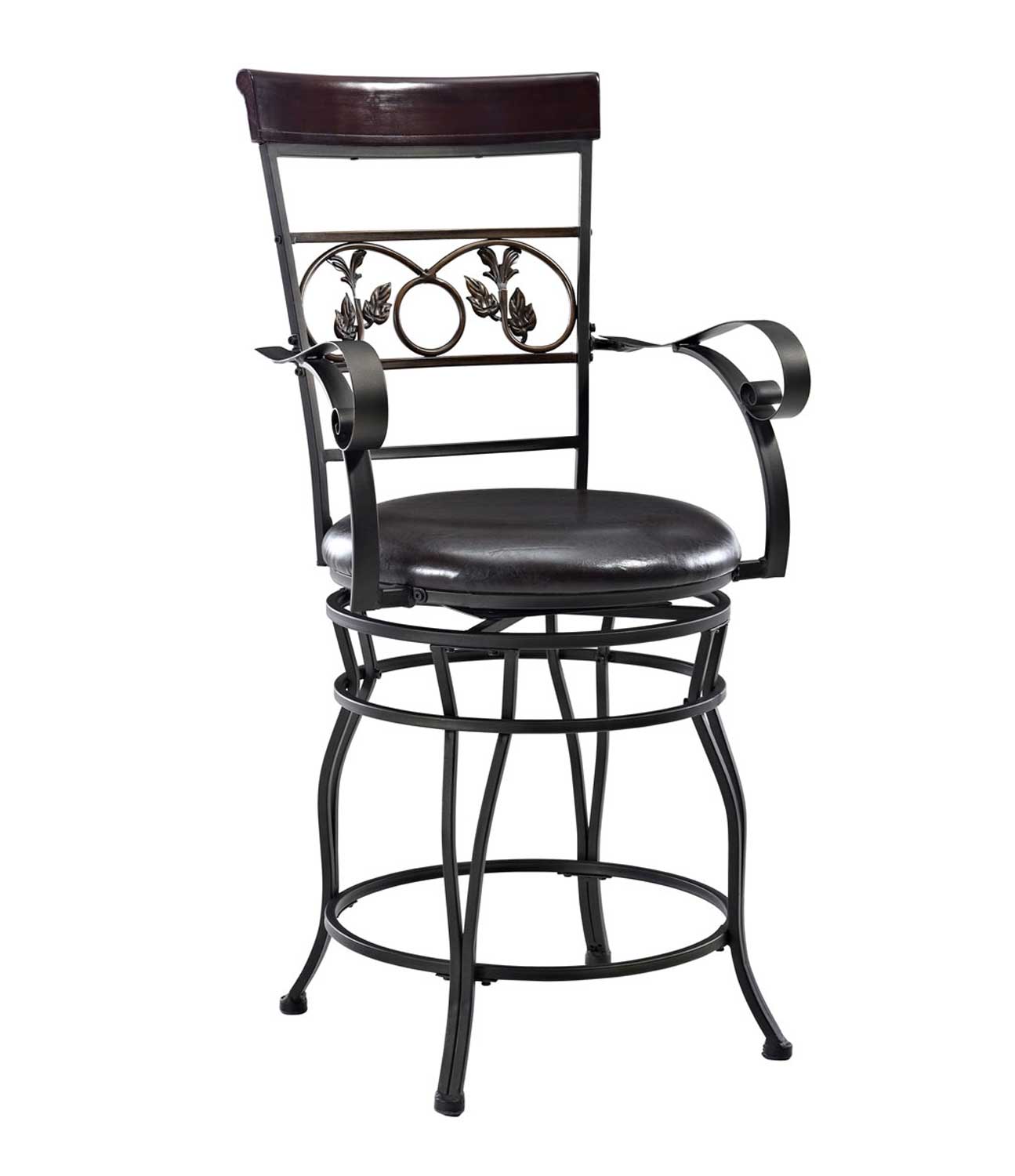 Powell Mtl Big and Tall Leaves Counter Stool with Arms - Bronze