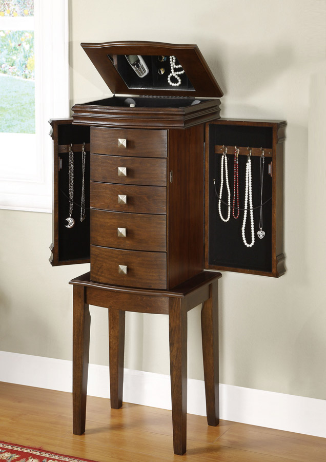 Powell Transitional Walnut Jewelry Armoire