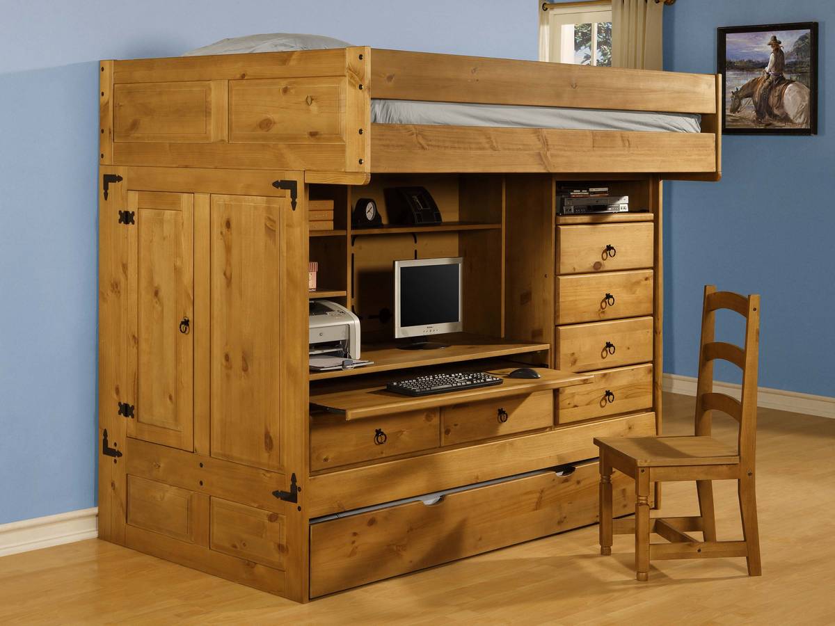 all in one bunk bed with desk