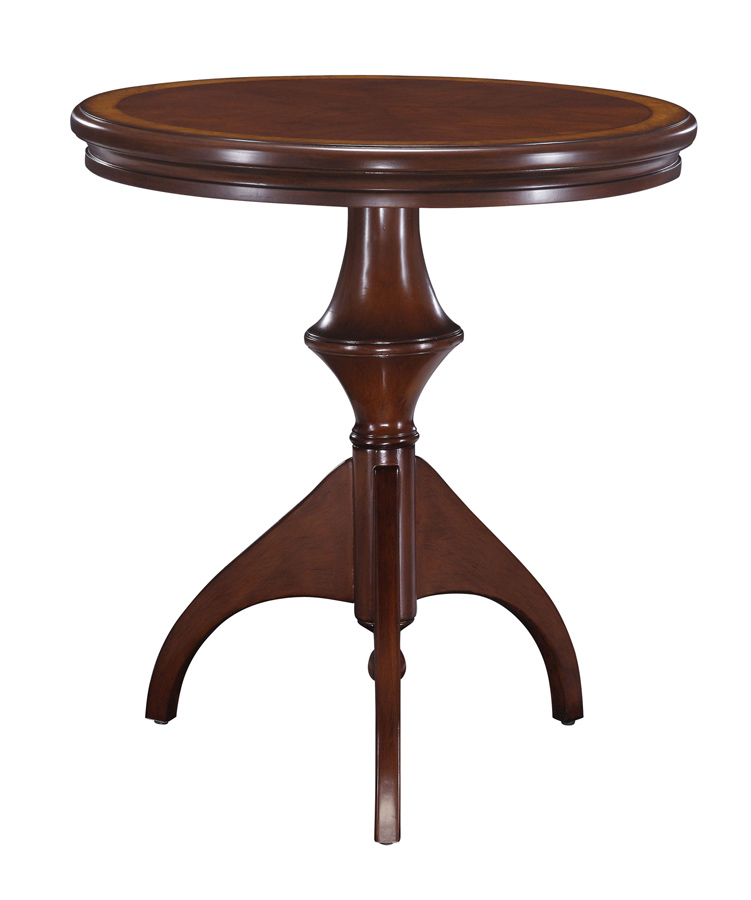 Powell Masterpiece Warm Cherry Round Accent Table with Tri-legged Base