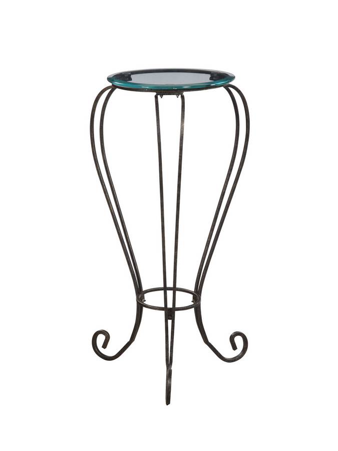 Powell Garden District Bronze-Gold Plant Stand with Glass Top