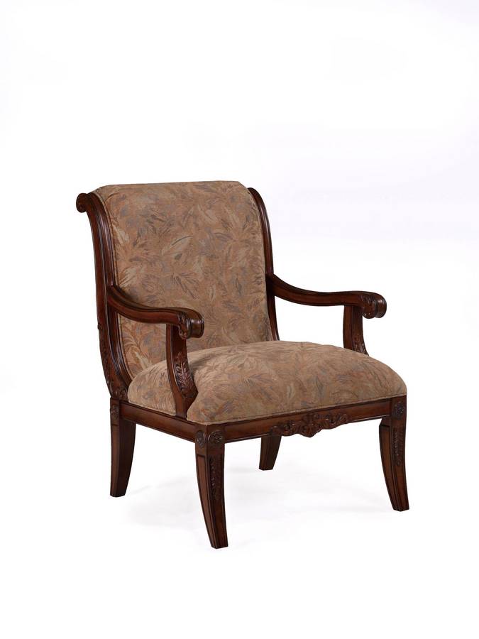 Powell Alexandria Scroll Back Accent Chair with Leaf Pattern Fabric Powell Alexandria Scroll Back Accent Chair with Leaf Pattern Fabric