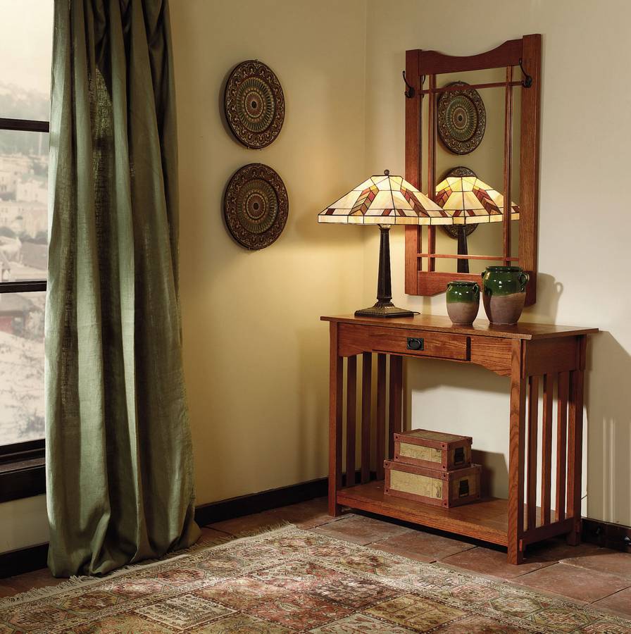 Powell Mission Oak Console and Mirror
