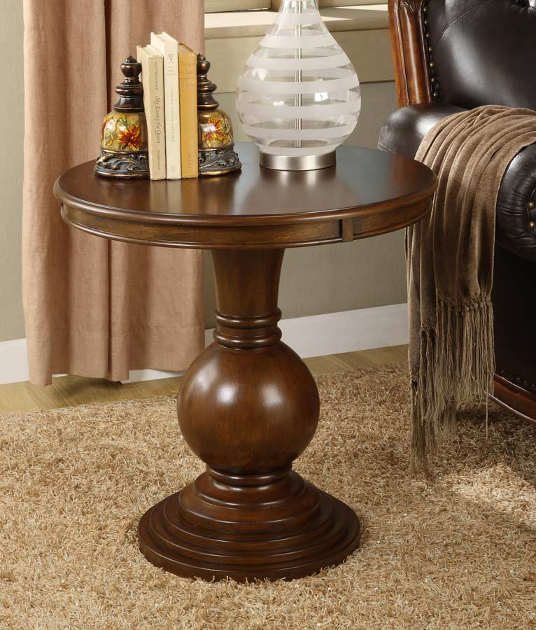 Powell Cherry Round Accent Table