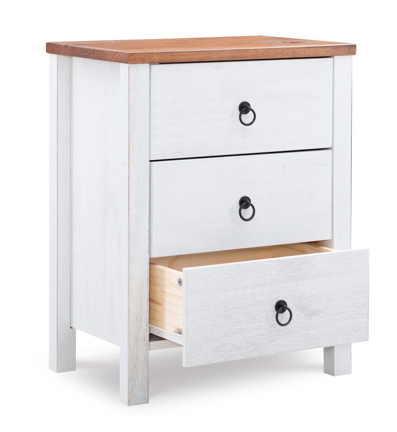 Powell Anson 3-Drawers Chest - Rustic Oak/Distressed White