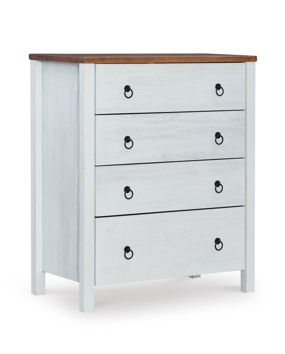 Powell Anson 4-Drawers Chest - Rustic Oak/Distressed White