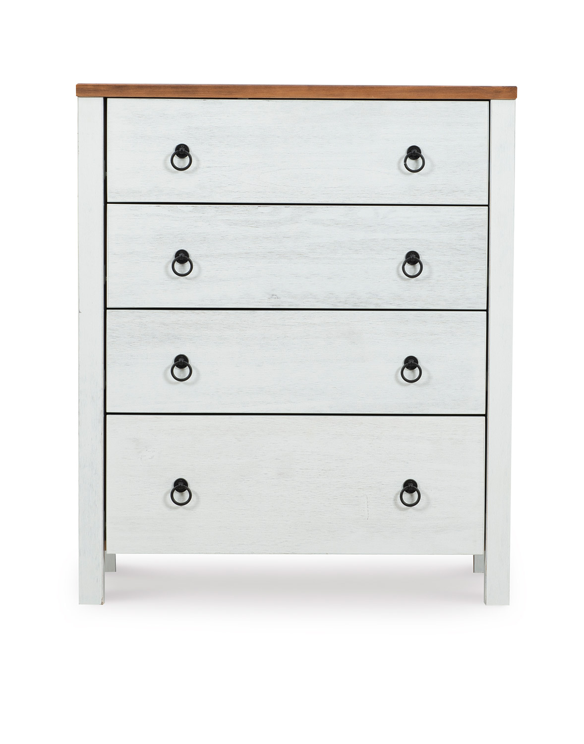 Powell Anson 4-Drawers Chest - Rustic Oak/Distressed White