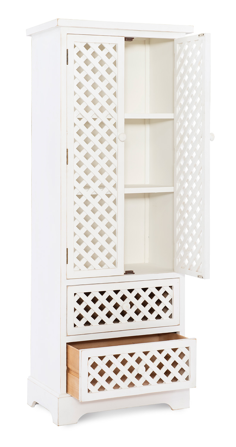 Powell Delaney Tall Cabinet - Distressed White
